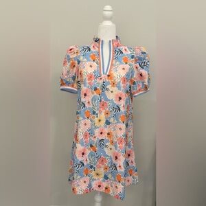 Umgee Blue and Pink Floral Mini Dress